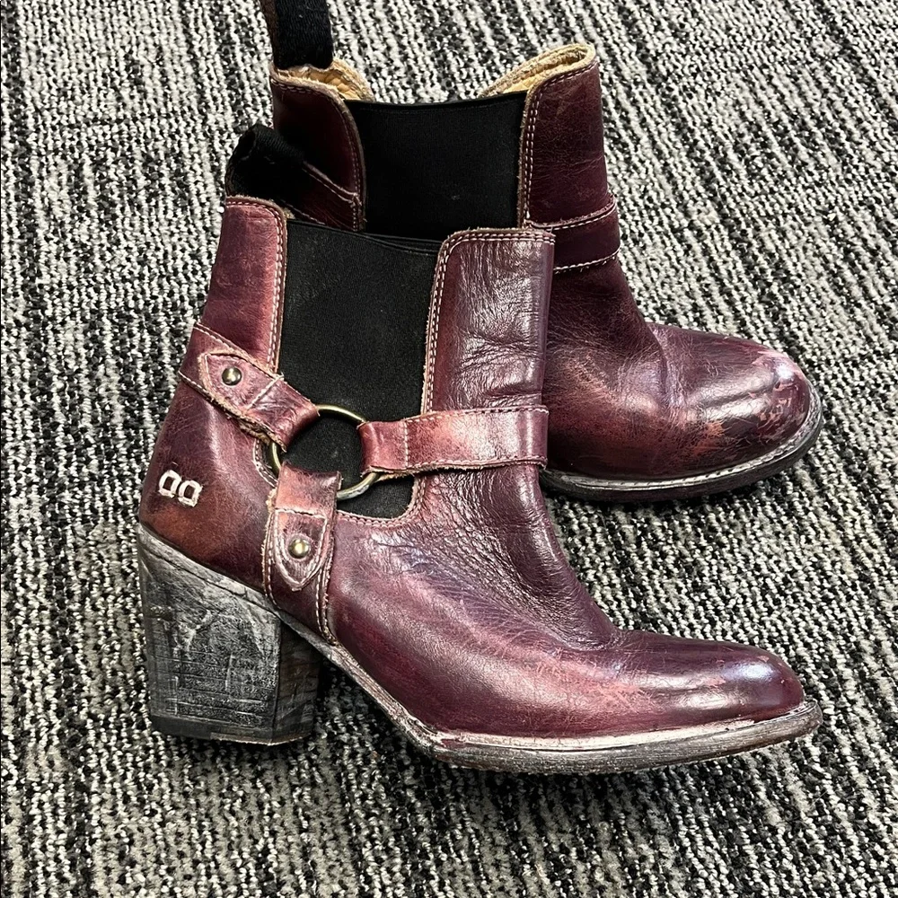 🤑⚡️SALE!🤑BED STU LIBERATE HARNESS CHELSEA burgundy BOOT BOOTIES 7M 🤑⚡️SALE!🤑 - Picture 3 of 7